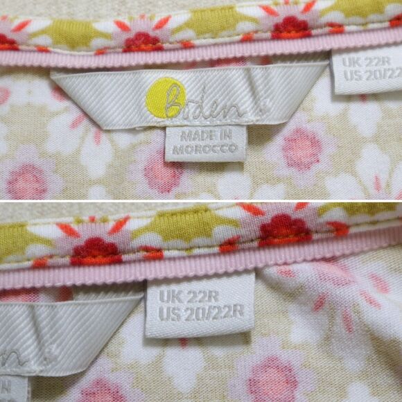 Boden US 20/22 Crew Neck Jersey Dress Yellow Red Floral - Picture 10 of 11